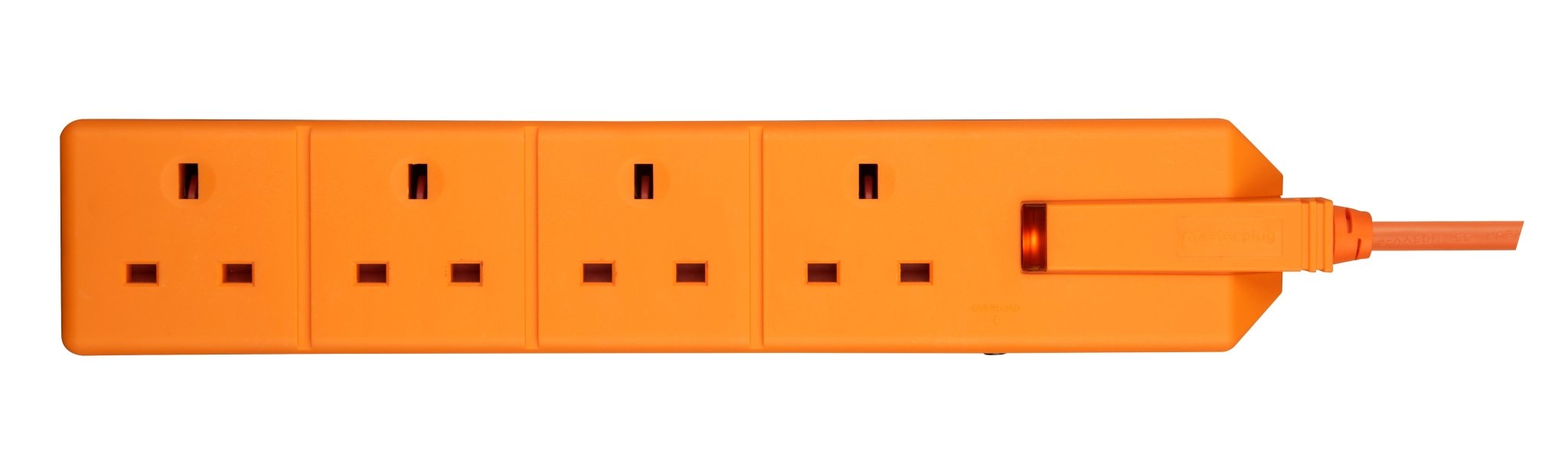 Masterplug 4 Socket Extension Lead 5M with Safety Overload Protection, Power Indicator, UK Plug, Orange