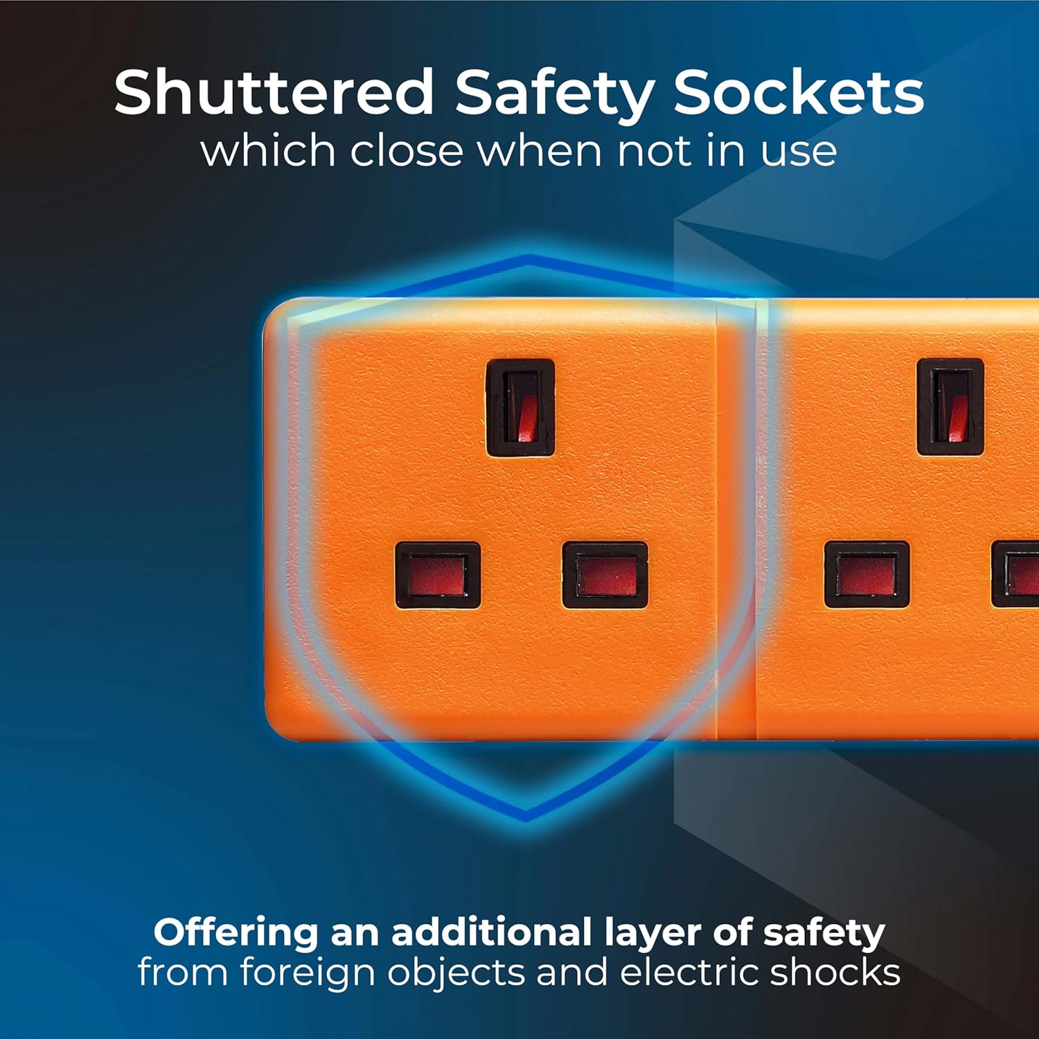 Masterplug 4 Socket Extension Lead 5M with Safety Overload Protection, Power Indicator, UK Plug, Orange