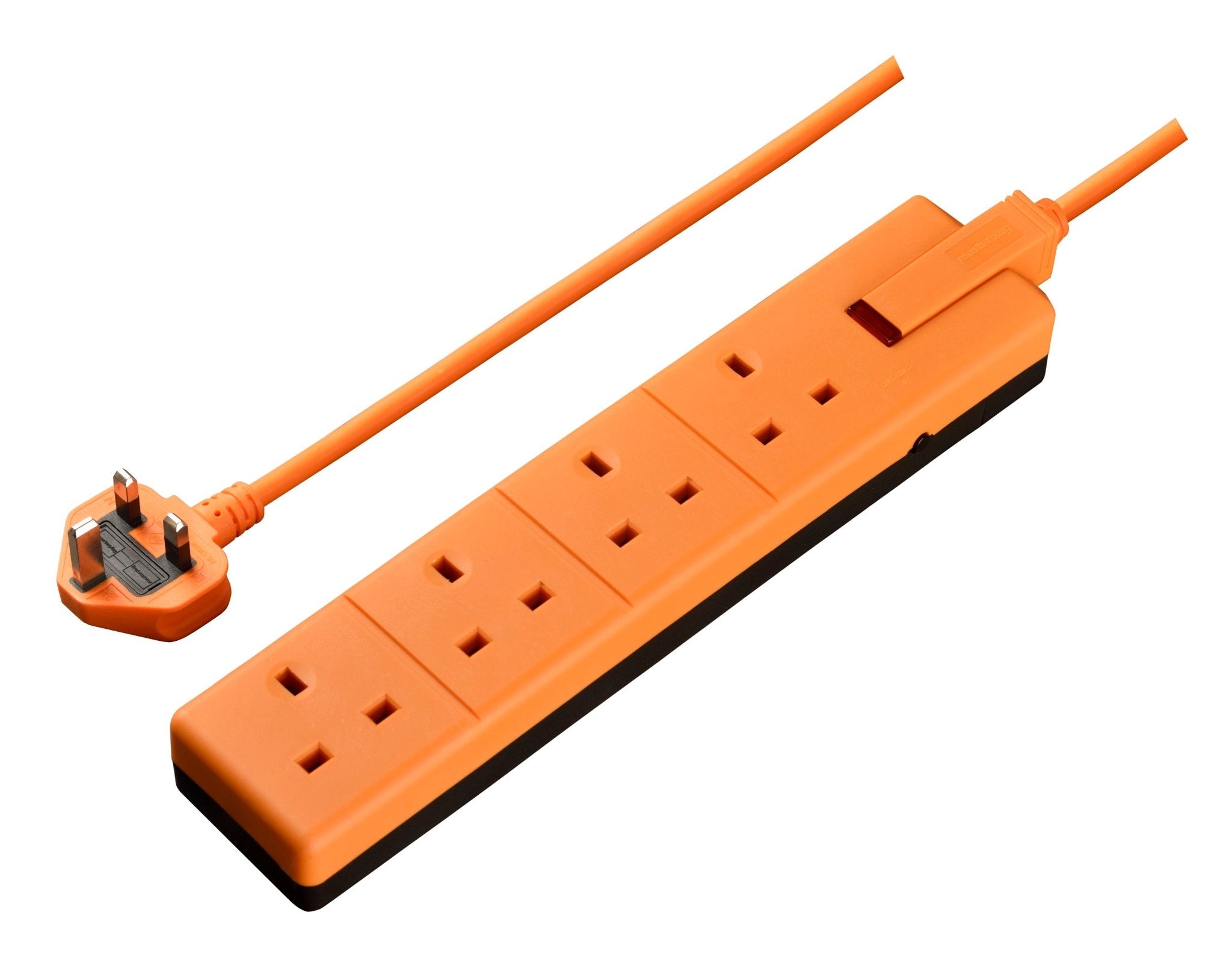 Masterplug 4 Socket Extension Lead 5M with Safety Overload Protection, Power Indicator, UK Plug, Orange
