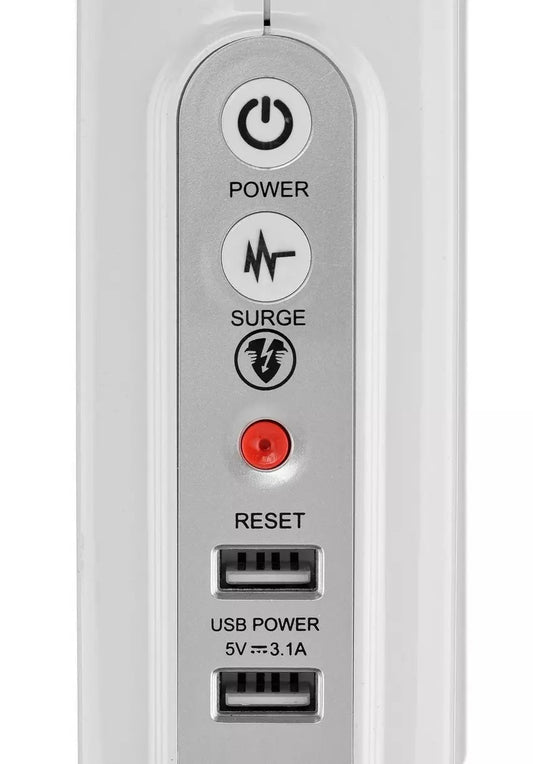 Masterplug Premium 4 Meter 4 Sockets Surge Protected Premium High Gloss Compact Extension Lead with 2 USB Ports White