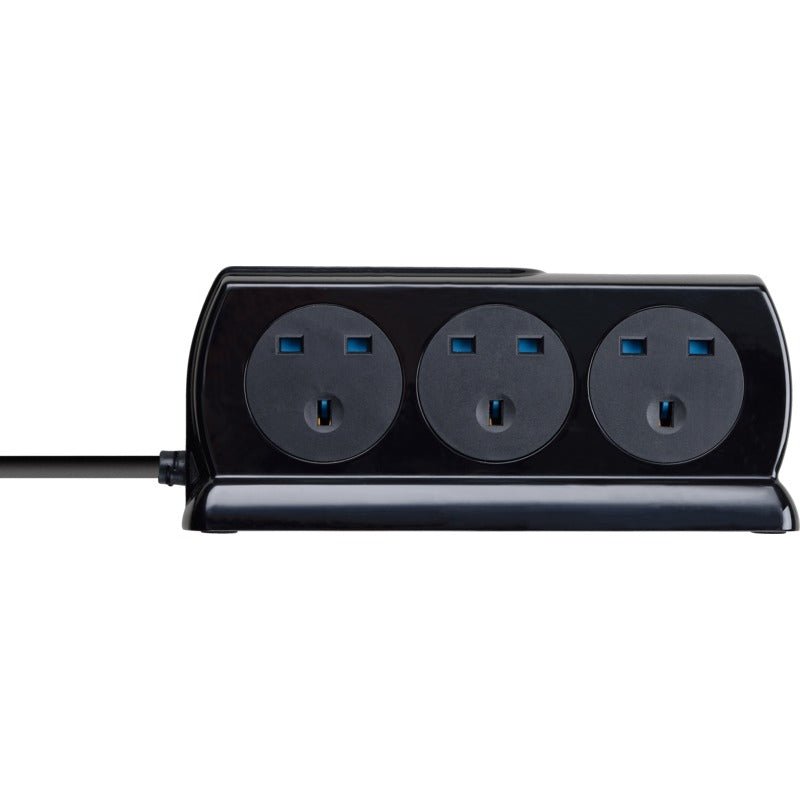 Masterplug High Gloss Compact Extension Lead with USB, Surge Protected, 4M Cable, 6 UK Sockets, Dual USB Charging Ports, Black