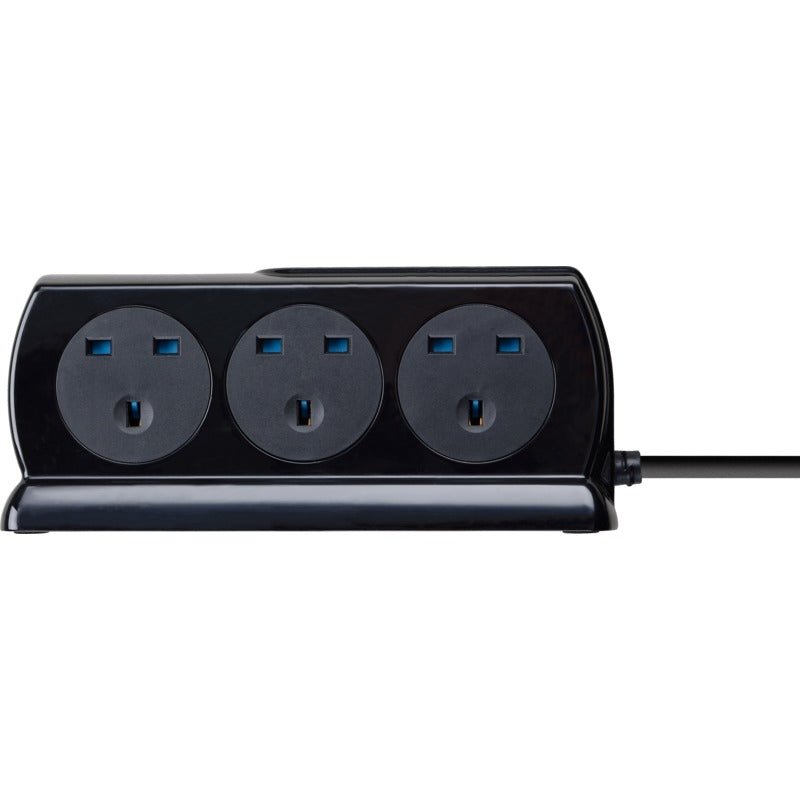 Masterplug High Gloss Compact Extension Lead with USB, Surge Protected, 4M Cable, 6 UK Sockets, Dual USB Charging Ports, Black