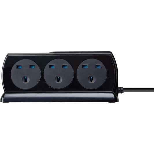 Masterplug Premium 4 Meter 6 Sockets Surge Protected Premium High Gloss Compact Extension Lead with 2 USB Ports Black