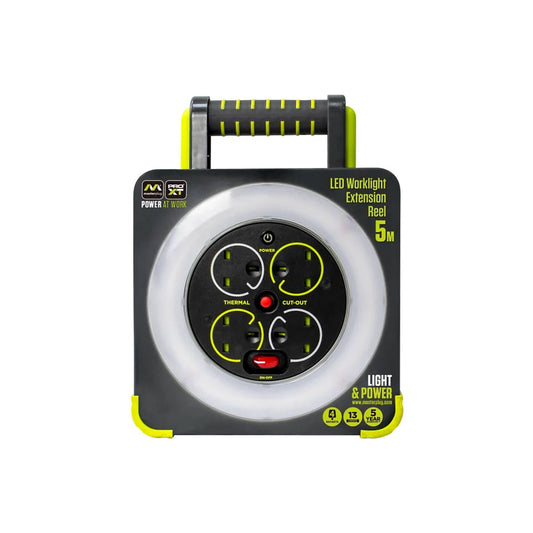 Masterplug PRO XT 5 Meter 4 Sockets Extension Reel 13A, With LED