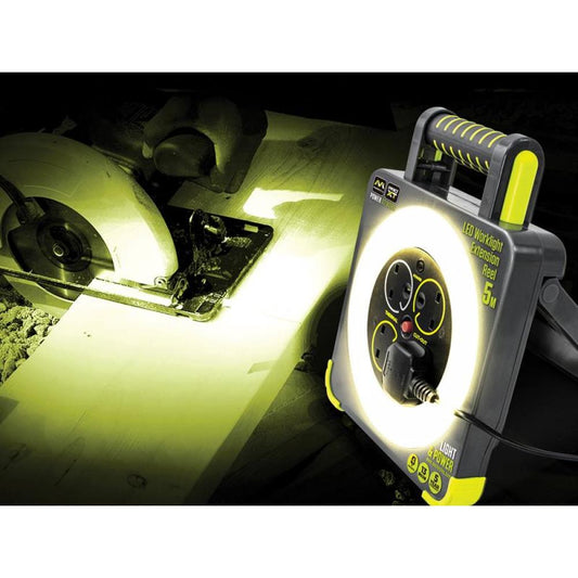 Masterplug PRO XT 5 Meter 4 Sockets Extension Reel 13A, With LED