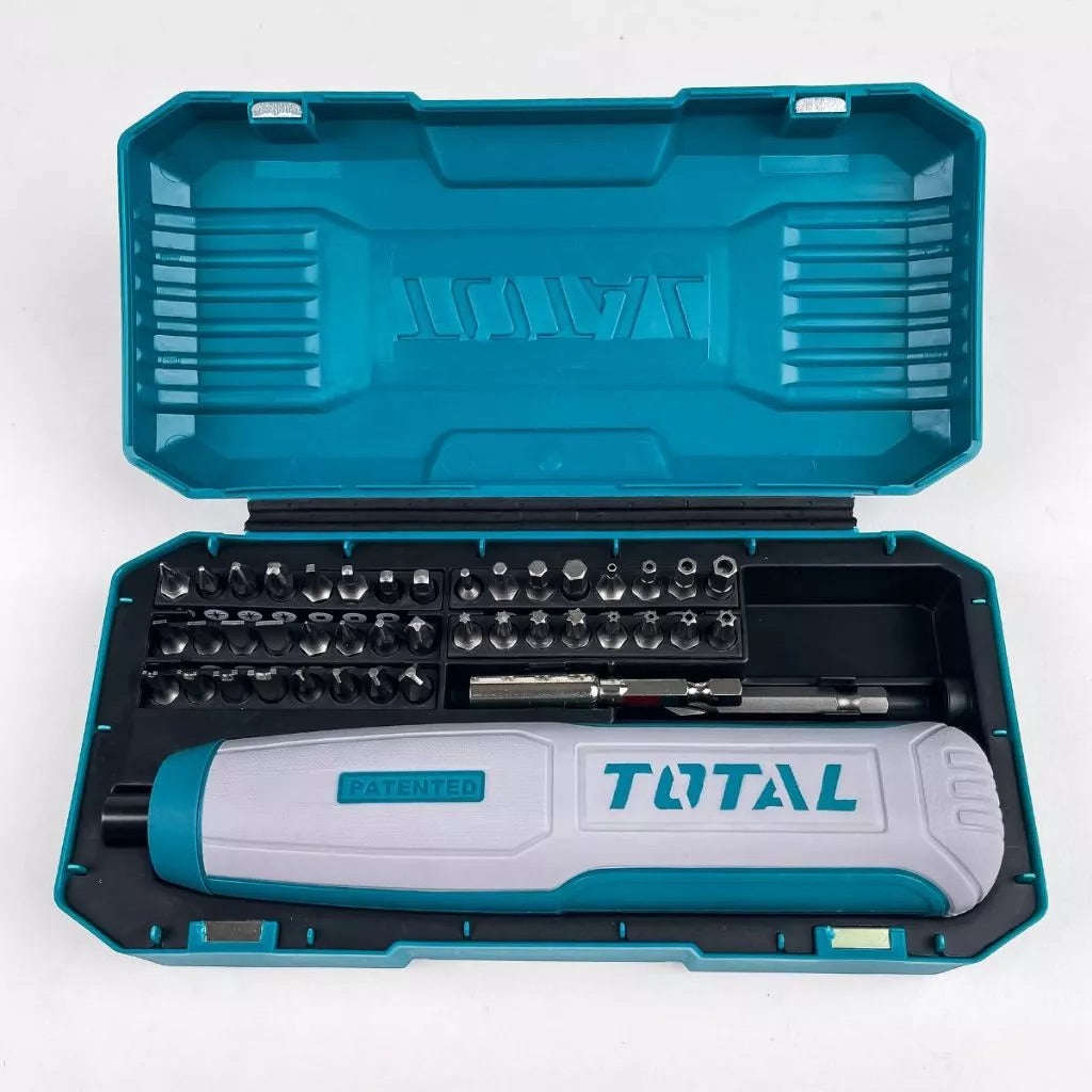 TOTAL TSDLI0406 Cordless Screwdriver 4V – 5Nm Torque, USB Type-C Charging, 40 Bits & Storage Case