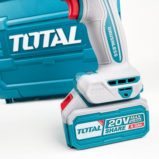 TOTAL Li ion Impact Wrench 300 850Nm Brushless Motor Battery 2 Pc Charger Socket