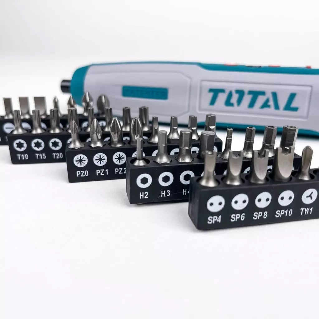 TOTAL TSDLI0406 Cordless Screwdriver 4V – 5Nm Torque, USB Type-C Charging, 40 Bits & Storage Case