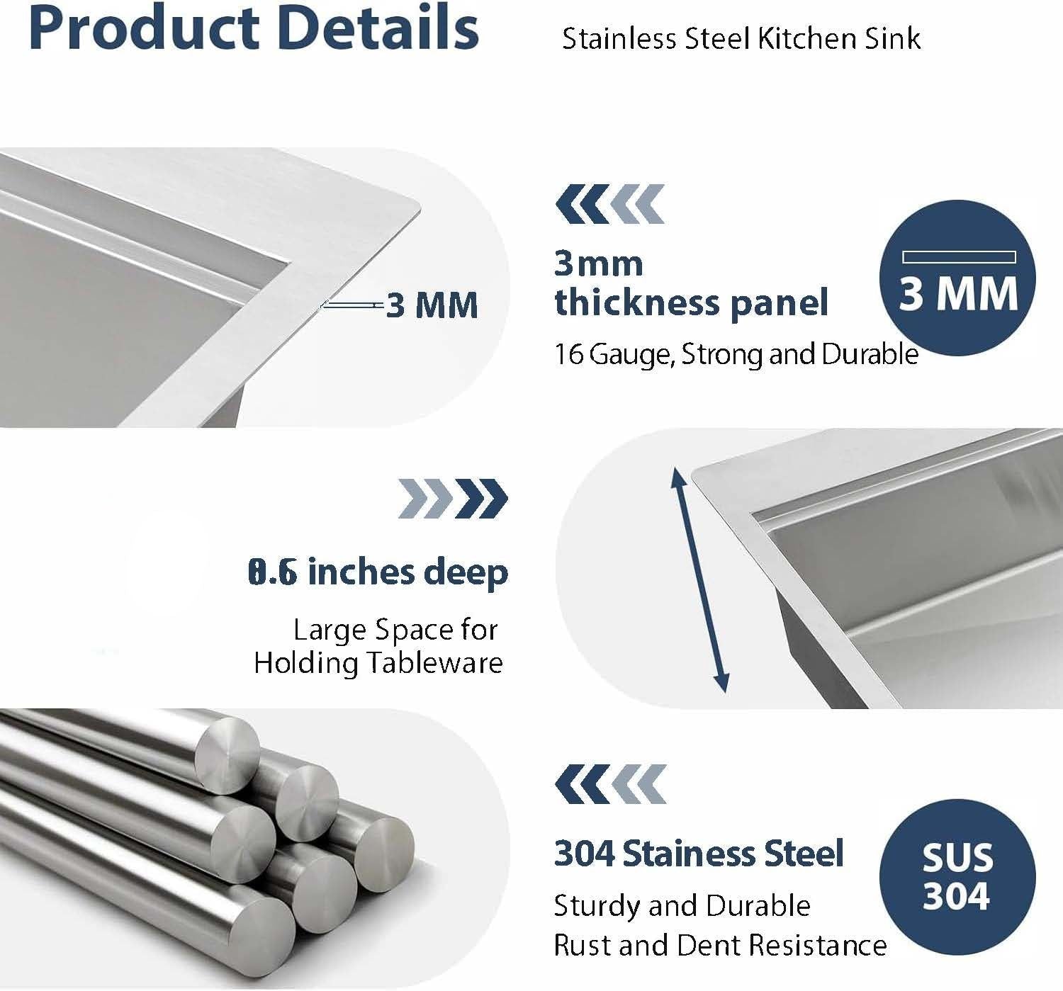 ODONAO 304 Stainless Steel Double Bowl Kitchen Sink with Accessories, Gold Finish, 78×43×24 cm