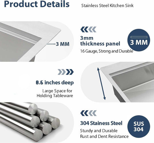 ODONAO 304 Stainless Steel Double Bowl Kitchen Sink with Accessories, Gold Finish, 78×43×24 cm
