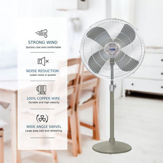 PAK FAN 24” Pedestal Fan – 190W, Heavy-Duty Metallic Body, 99.99% Copper Motor, Energy Efficient & Noiseless Performance