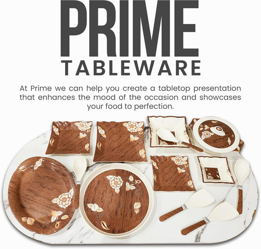 Prime Tableware 47 Pcs Dinner Set | Premium Food-Grade Melamine | Microwave Safe | Complete Plates, Bowls, Trays & Spoons Set for 8 Persons