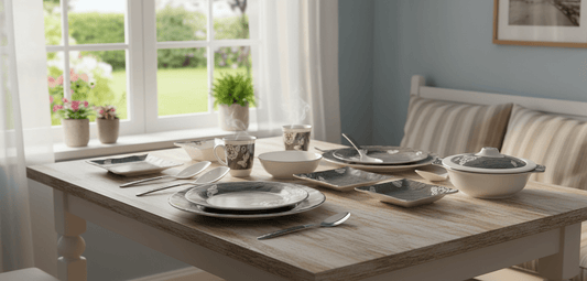 Prime Tableware 47 Pcs Dinner Set | Premium Food-Grade Melamine | Microwave Safe | Complete Plates, Bowls, Trays & Spoons Set for 8 Persons