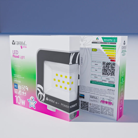 RAFEED 10W LED Flood Light – 6000K Cool White, 850 Lumens, IP65 Waterproof, 30,000 Hours