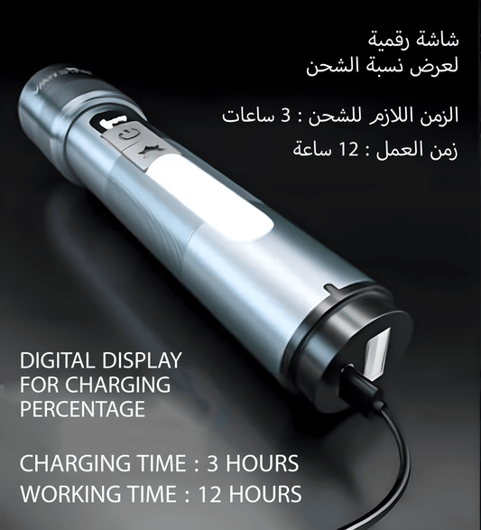 Rafeed 10W Ultra-Bright Rechargeable LED Flashlight, 4 Modes, 1M Impact Resistant, Aluminum