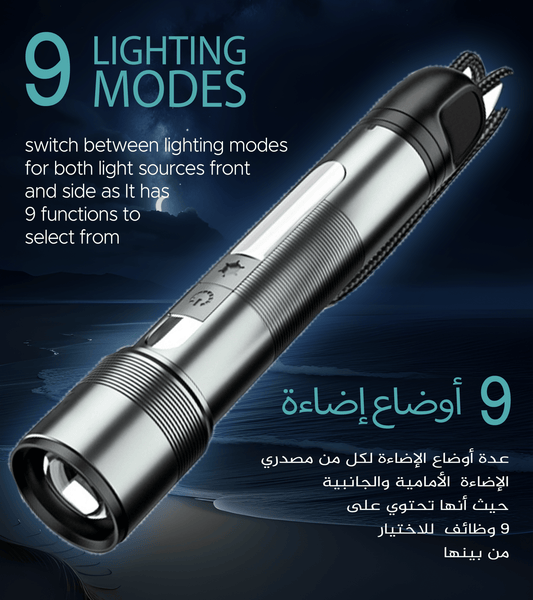 Rafeed 10W Ultra-Bright Rechargeable LED Flashlight, 4 Modes, 1M Impact Resistant, Aluminum