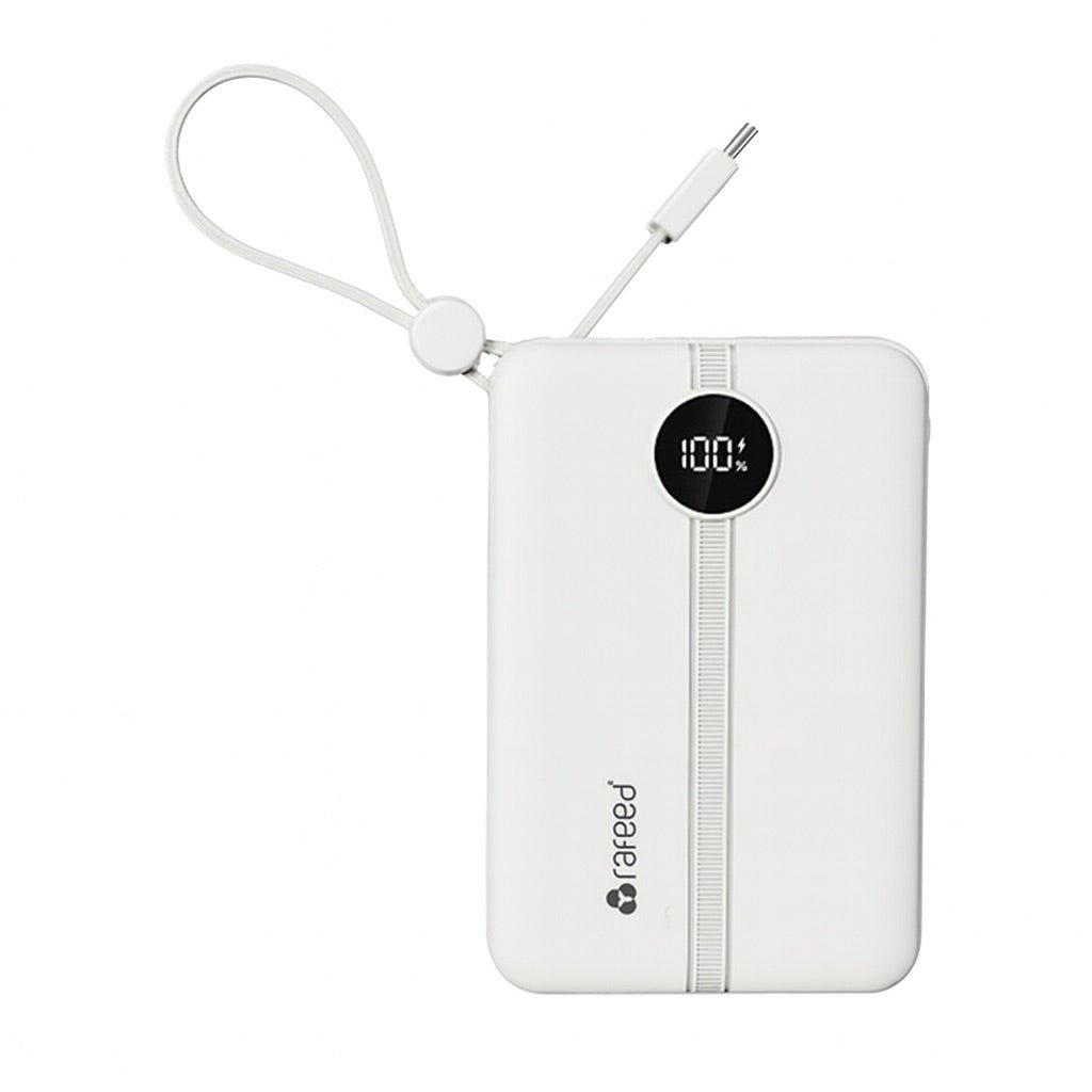 Rafeed 20000mAh Power Bank with Digital Display, PD 22.5W Fast Charging, USB-A & USB-C Outputs, Built-in Type-C Cables, Slim Portable Charger, Compatible with iPhone & Android
