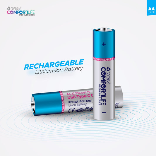Rafeed AA 2PCS Type C Rechargeable Lithium Batteries, 1460mAh