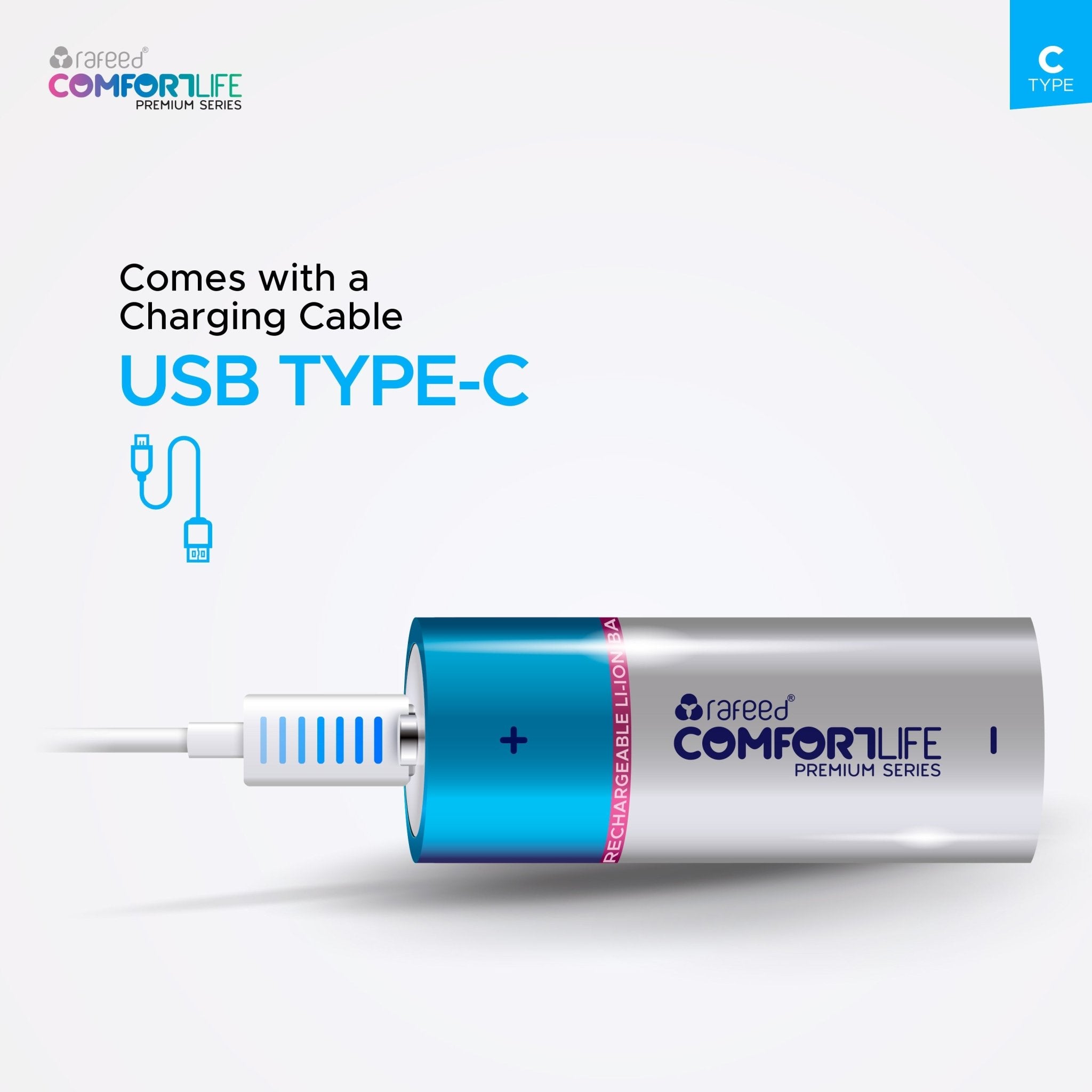 Rafeed C Type 2pcs USB C Rechargeable Lithium Batteries, 500mAh