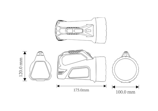 Rafeed LED 10W Search Light, 4 modes, 1M Impact Resistant, Type C and Solar Charging