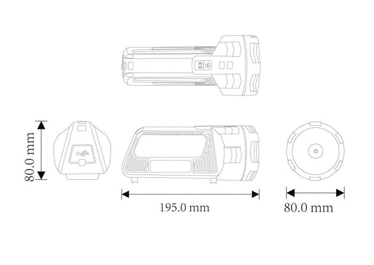 Rafeed LED 10W Search Light, 4 modes, 1M Impact Resistant, Type C Charging