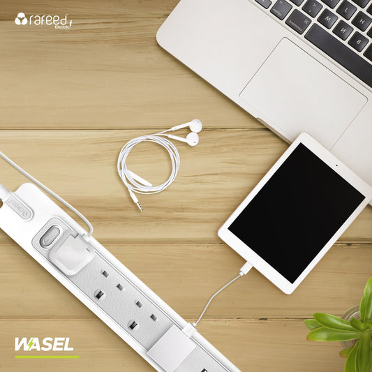 Rafeed Power Extension 5 meters 6 Sockets, on/off Switch, 2990W