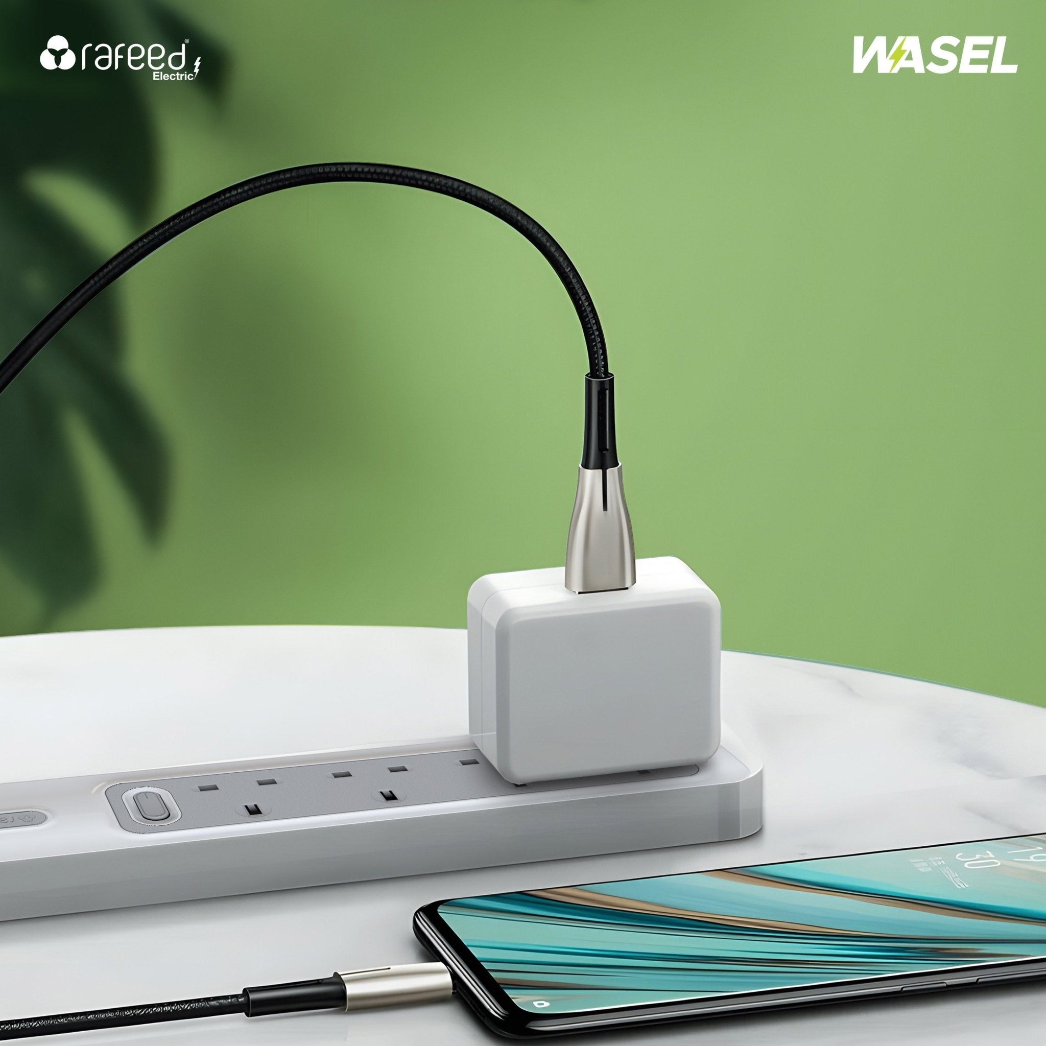 RAFEED 3 Gang UK Power Extension Socket 13A 230V with 3m Rubber Cord – Grey & White, on/off Switch, 2990W