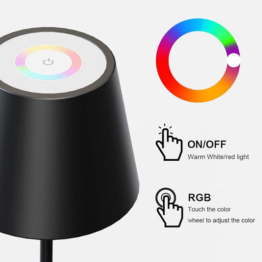 Rafeed Rechargeable LED Table Lamp 3W RGBW Touch Dimming Black