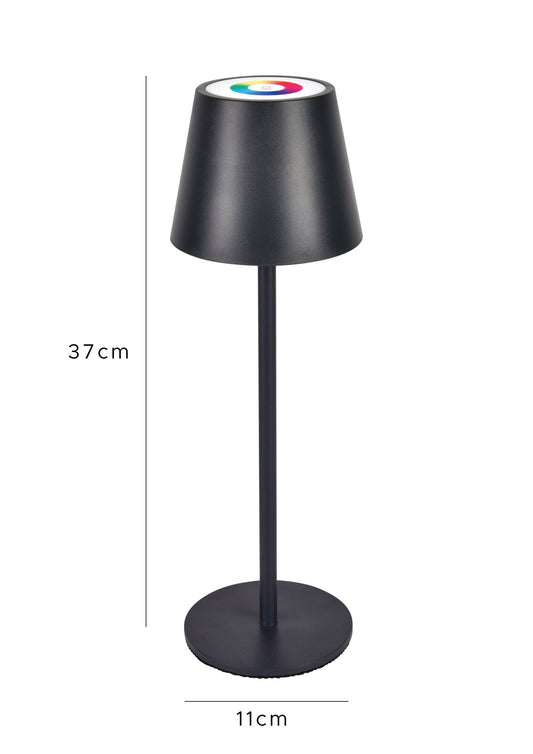 Rafeed Rechargeable LED Table Lamp 3W RGBW Touch Dimming Black