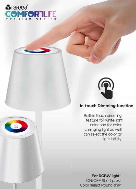 Rafeed Rechargeable LED Table Lamp 3W RGBW Touch Dimming White