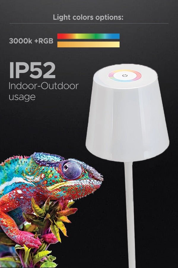 RAFEED Comfortlife RGB Rechargeable LED Table Lamp – 3W RGB + 3000K Warm White, Touch Dimmable, USB Rechargeable Cordless Lamp, White