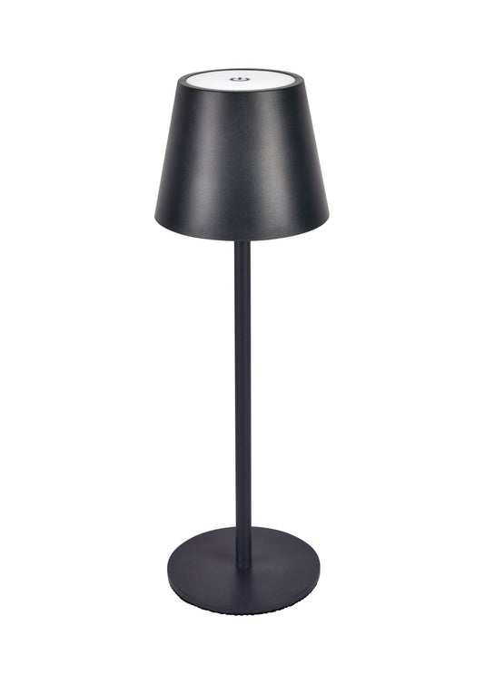 Rafeed Rechargeable LED Table Lamp White, 3W 240lm, Touch Dimming, 3000K Warm Light, USB Charging, 4000mAh Battery, IP52, Black