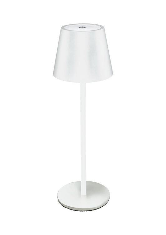 Rafeed Rechargeable LED Table Lamp White, 3W 240lm, Touch Dimming, 3000K Warm Light, USB Charging, 4000mAh Battery, IP52, White