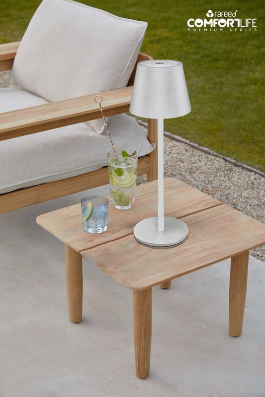 Rafeed Rechargeable LED Table Lamp White, 3W 240lm, Touch Dimming, 3000K Warm Light, USB Charging, 4000mAh Battery, IP52, White