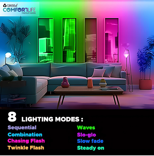 RAFEED Smart LED Strip Light 24W – 10m RGB CCT, Wi-Fi & Bluetooth, TUYA App, Alexa & Google Assistant Compatible