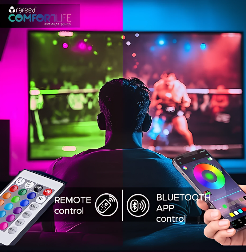 RAFEED Smart RGB LED Strip Light 5M – WiFi & Bluetooth Control, Tuya Smart App, Alexa & Google Assistant Compatible, Dimmable RGB Lighting