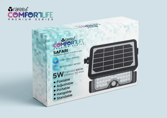 Rafeed Solar LED Flood Light 5W Motion Sensor IP65 Waterproof Warm Light