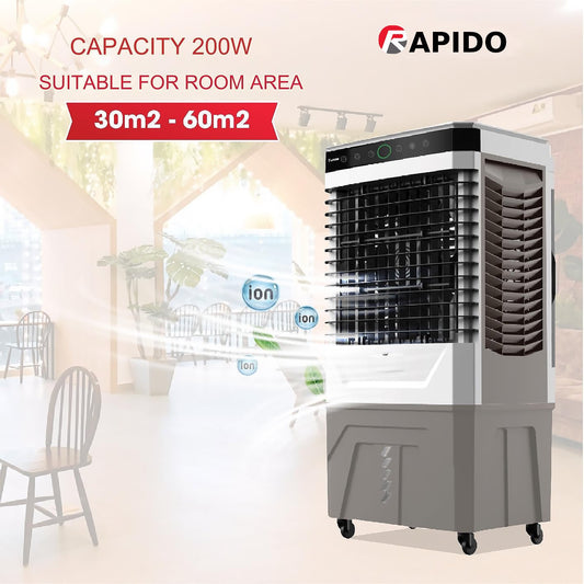 Rapido Everest Industrial Air Cooler – Air Quality Sensor, Negative Ion Purification, Remote Control, Heavy-Duty Cooling for Large & Open Spaces