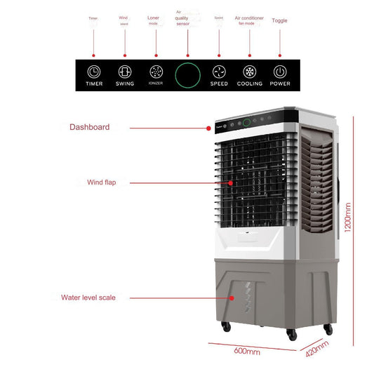 Rapido Everest Industrial Air Cooler – Air Quality Sensor, Negative Ion Purification, Remote Control, Heavy-Duty Cooling for Large & Open Spaces