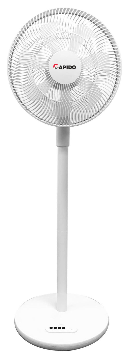 Rapido Rechargeable Fan 6000mAh – Remote Control, 360° Air Circulation, Ultra-Quiet DC Motor, 4 Speeds, 5-Timer Settings