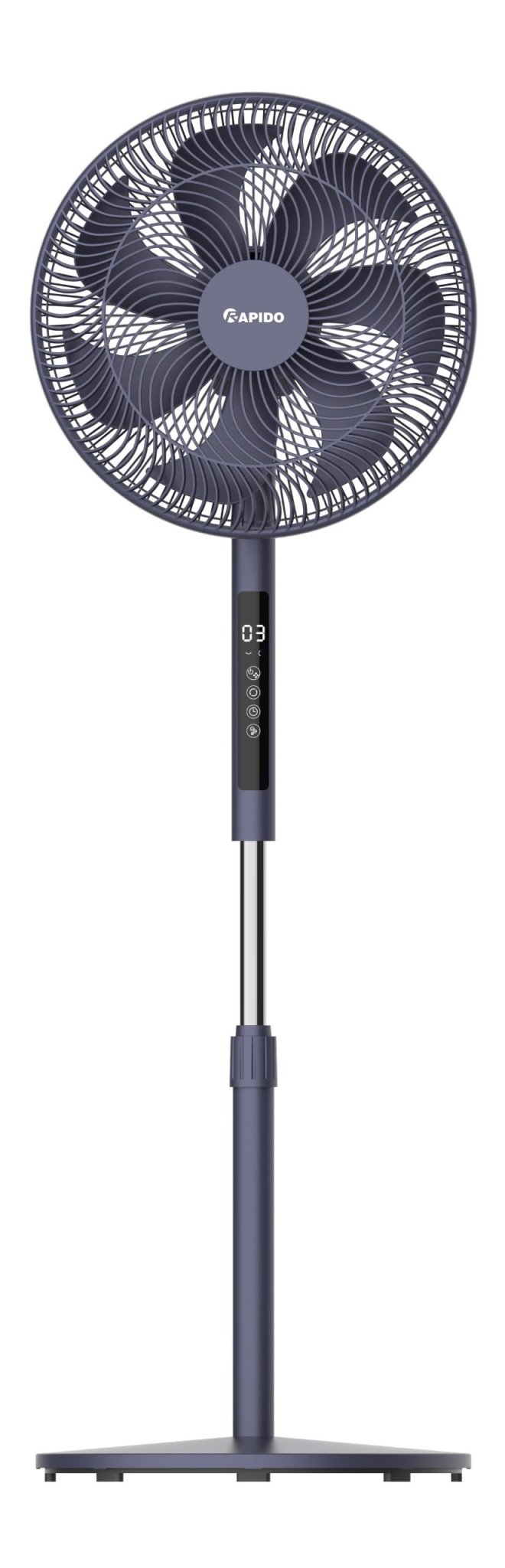 RAPIDO RWF-16AHD 16 Inch Pedestal Fan 60W with Remote Control – 7 Blades, LED Display, 4 Speed Settings, 3100m³/h Airflow