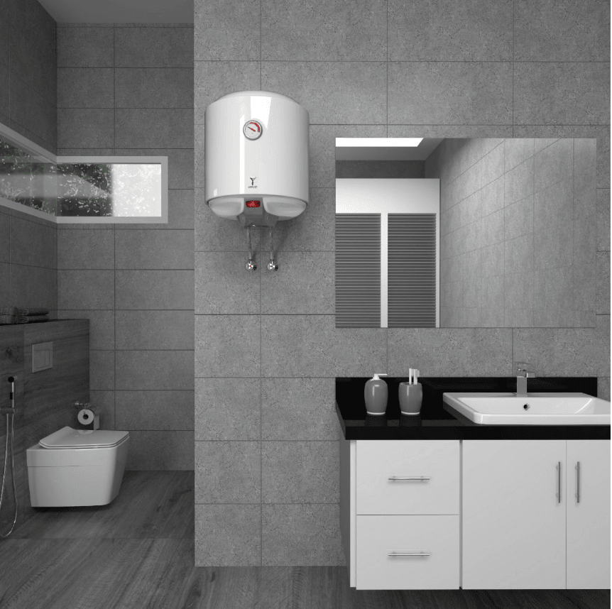 Saudi Ceramics 50L Vertical Electric Water Heater – Porcelain Enamel Tank, Rust-Resistant Storage Water Heater with Magnesium Anode Protection