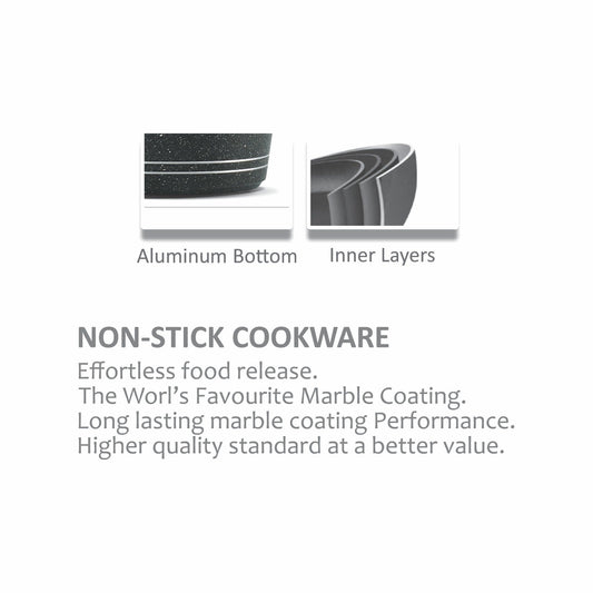 Sonex Aluminum Non-Stick 20cm Mac Fry Pan with Induction Grey Marble