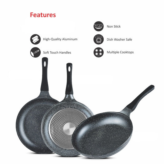 Sonex Aluminum Non-Stick 20cm Mac Fry Pan with Induction Grey Marble