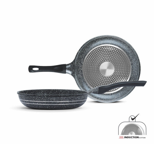 Sonex Aluminum Non-Stick 24cm Mac Fry Pan with Induction Grey Marble