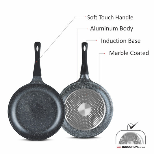 Sonex Aluminum Non-Stick 20cm Mac Fry Pan with Induction Grey Marble