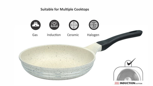 Sonex Aluminum Non-Stick 24cm Mac Fry Pan with Induction White Marble