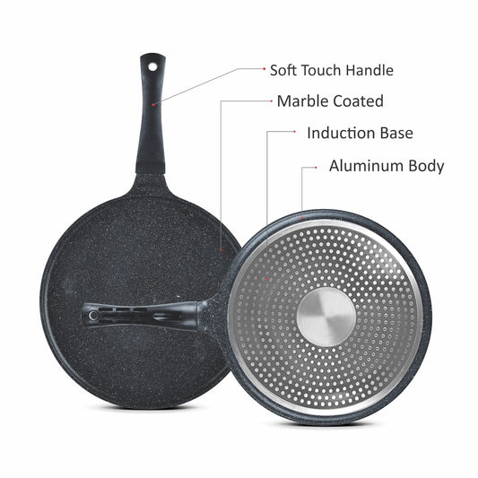 Sonex Aluminum Non-Stick 30cm Eden Crepe Pan with Induction Grey Marble