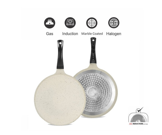 Sonex Aluminum Non-Stick 30cm Eden Crepe Pan with Induction White Marble