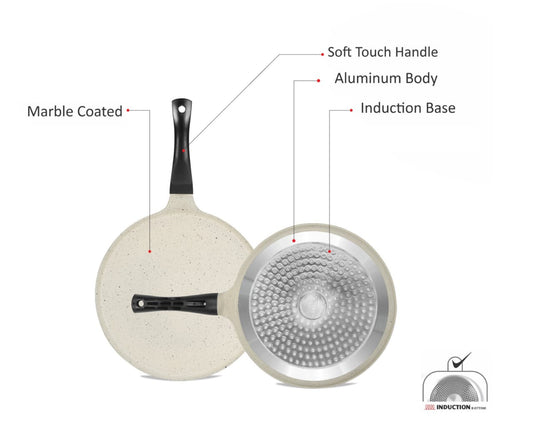 Sonex Aluminum Non-Stick 30cm Eden Crepe Pan with Induction White Marble